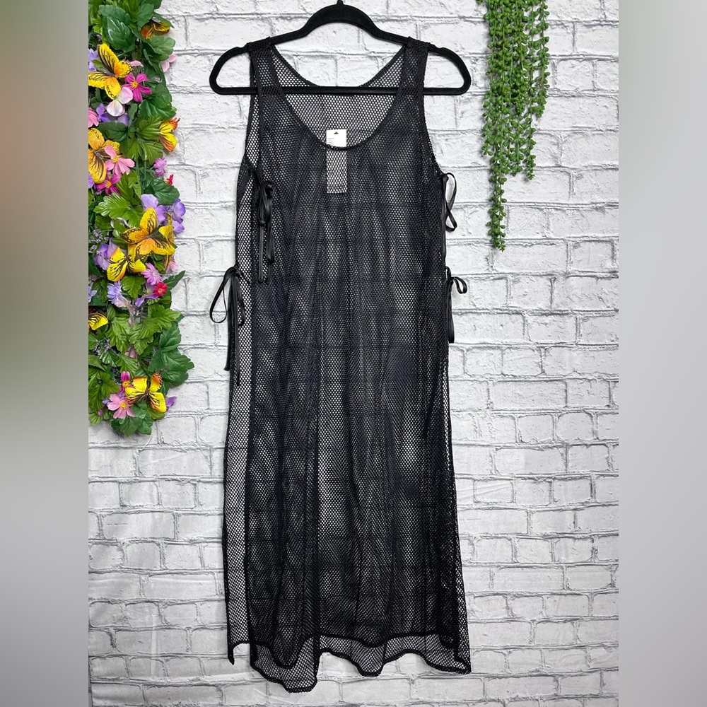 ./NWT Urban Outfitters Black Netted Coverup Midi Dress Size Small